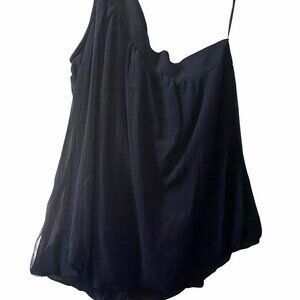 Unknown One-Shoulder Navy Drape Dress L Flowy Evening